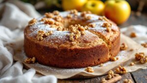 Torta di mele integrale senza zuccheri aggiunti: morbida e rustica, con noci croccanti