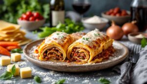 Rose di lasagne al forno: rotolini filanti con ragù di salsiccia e crema besciamella